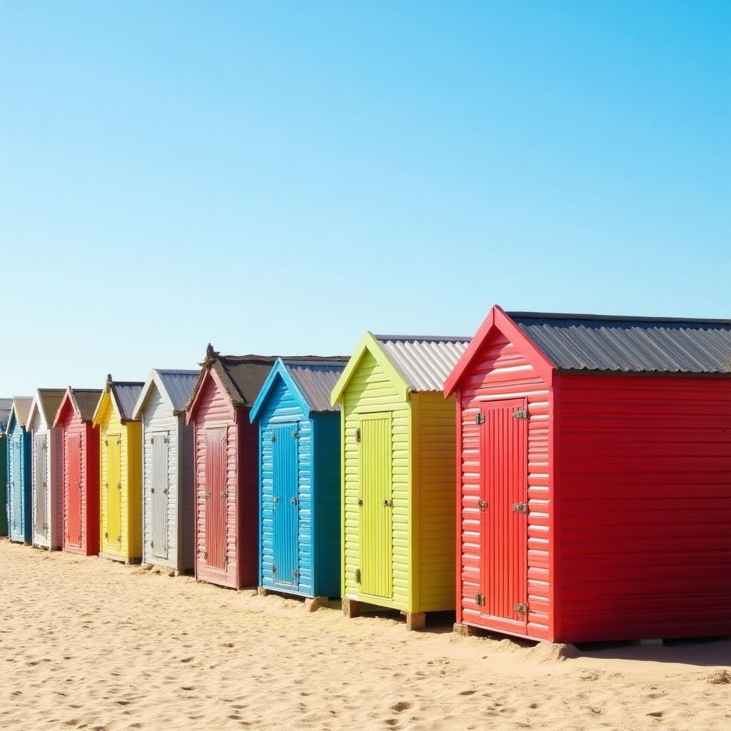 Colorful Brighton Beach Boxes on Melbourne coastline