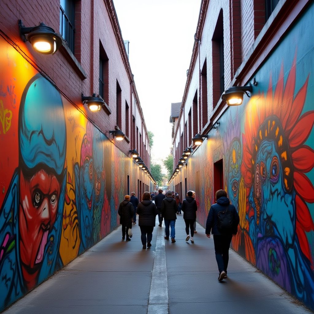 Colorful Melbourne street art in laneways